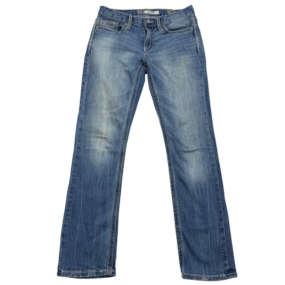 BKE Asher Jeans Mens 31x31 Blue Straight Medium Wash Contrast Stitch Denim